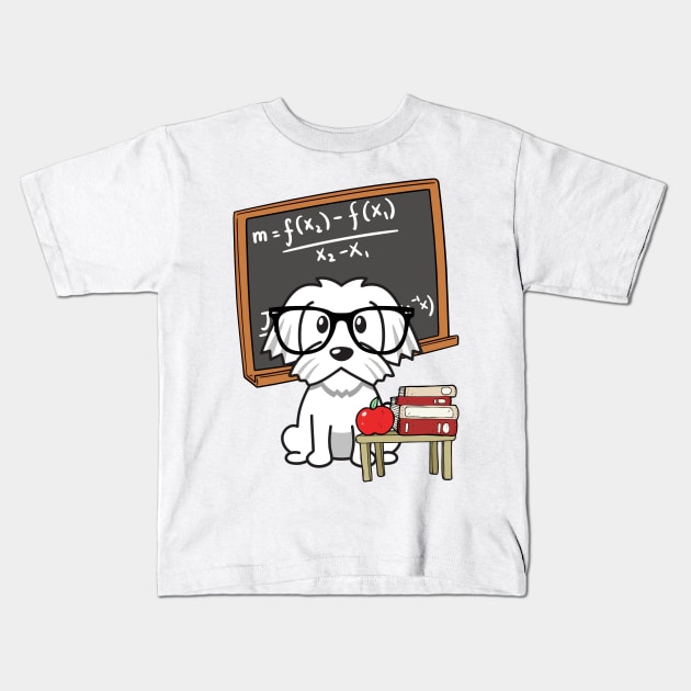 Funny White dog is teaching Kids T-Shirt by Pet Station